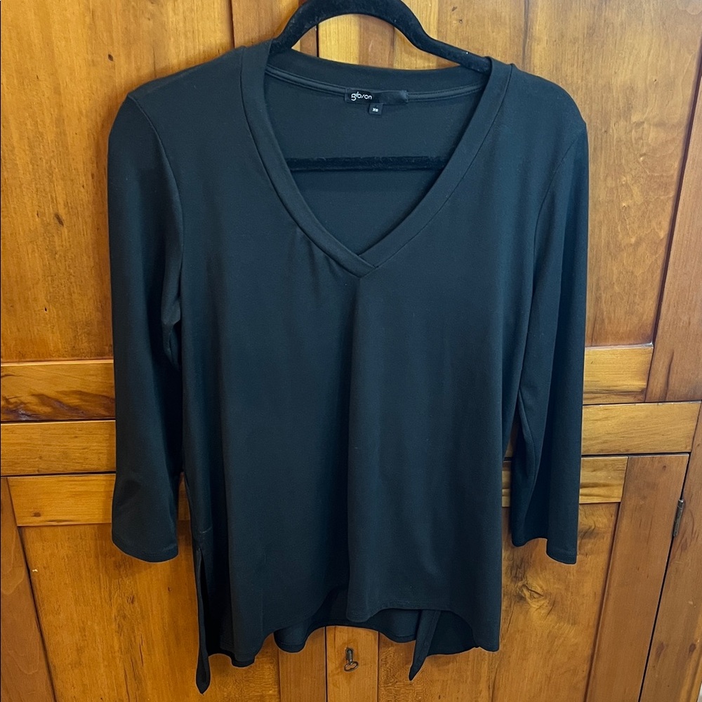 Gibson (Nordstrom) Black V-Neck Three Quarter  Sleeve Tunic